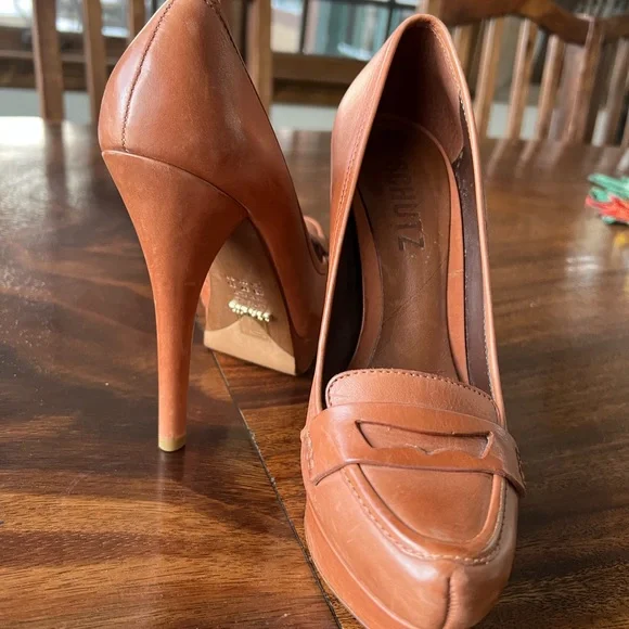 Schutz Pumps penny loafer platform 5.5 inch heel leather - Picture 3 of 7